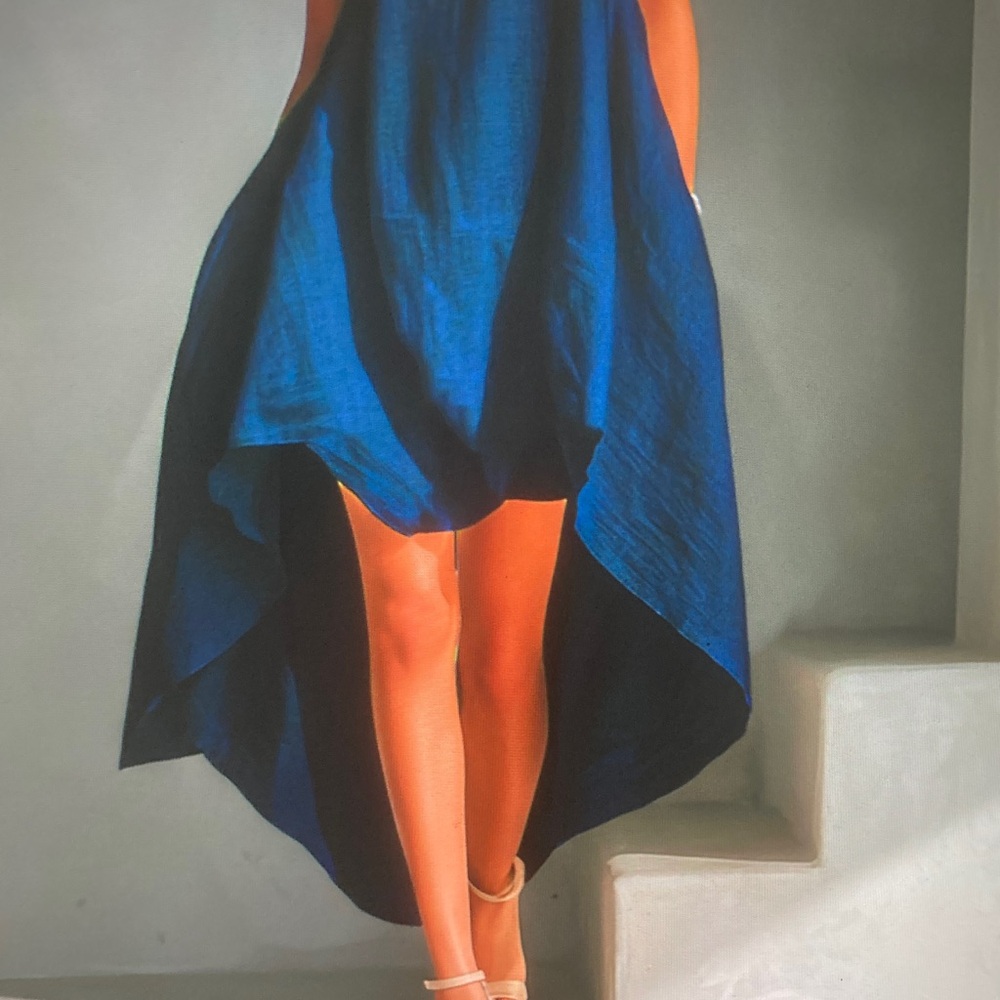 Sleeveless Blue High-Low Shift Dress - Picture 2 of 3